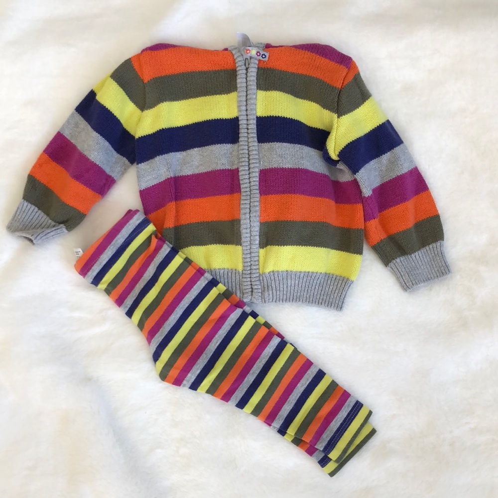 Carters striped zip up hoodie and leggings size 6-9m